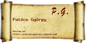 Patócs György névjegykártya