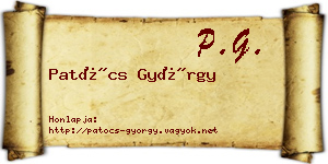 Patócs György névjegykártya
